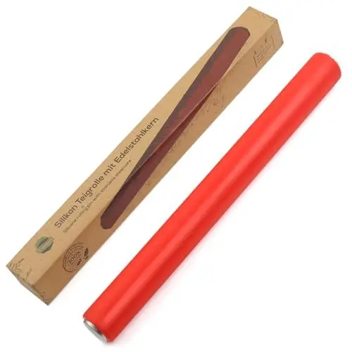 Produktbild: TreeBox Nudelholz - Teigroller aus Silikon und Edelstahl - Teigrolle - Modernes Nudelholz ohne Griffe mit Antihaftwirkung Silikon Werkstoff, Perfekt Backutensilien - Teigroller silikon - Rolling pin