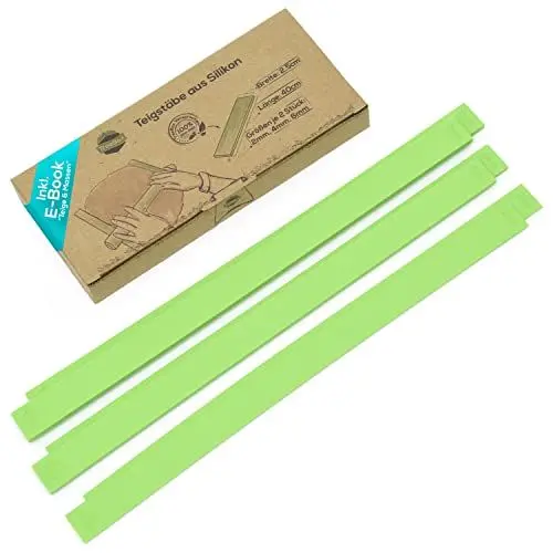 Produktbild: TreeBox Teigstäbe aus Silikon für Nudelholz & Teigroller - Moderne Teig Abstandshalter -3er Set mit abstand 2mm, 4mm und 6mm - Teighölzer, Antirutsch- und Antihaftwirkun