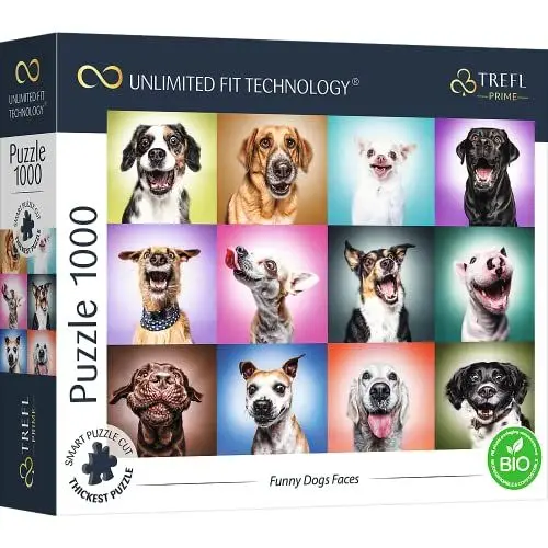 Produktbild: Trefl 10706 1000 Elemente, dickster Karton, Bio, ECO, lustige Hunde, Hundeportraits, Tiere, Collage, Unterhaltung für Erwachsene und Kinder ab 12 Jahren, Puzzle Funny Dogs Faces