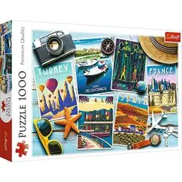 Produktbild: Trefl - Urlaubspostkarten - Puzzle 1000 Elemente - Collage, Reise, Modernes, Kreatives, Türkei, Griechenland, Spanien, Italien, Frankreich, Costa Rica, für Erwachsene und Kinder ab 12 Jahren