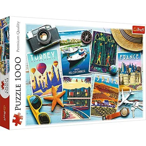 Produktbild: Trefl - Urlaubspostkarten - Puzzle 1000 Elemente - Collage, Reise, Modernes, Kreatives, Türkei, Griechenland, Spanien, Italien, Frankreich, Costa Rica, für Erwachsene und Kinder ab 12 Jahren