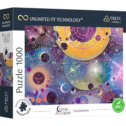 Produktbild: Trefl 10753 Prime 1000 Elemente Pappe, Bio, Tierkreiszeichen, Astrologie, Kreative Unterhaltung, Erwachsene und Kinder ab 12 Jahren Hochelement, UFT Kosmische Alchemie Puzzle: Sternbilder