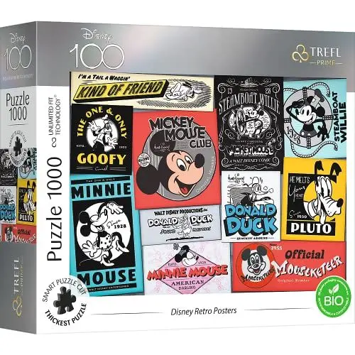 Produktbild: UFT Puzzle 1000 - Disney 100 Jahre Retro Poster