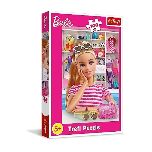 Produktbild: Trefl - Barbie, Lernen Sie Barbie kennen - Puzzle 100 Teile - Rosarotes Puzzle mit der Beliebtesten Puppe der Welt, Kreative Unterhaltung, Spiel für Kinder ab 5 Jahren