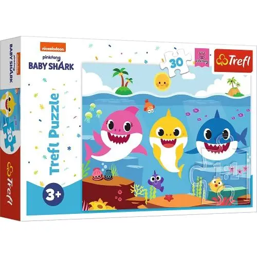 Produktbild: Trefl 18284 30 Teilen-Bunte Puzzles mit Märchenfiguren, Nickelodeon, kreative Unterhaltung, Spaß für Kinder ab 3 Jahren, Baby Shark, Unterwasserwelt der Haie, Small