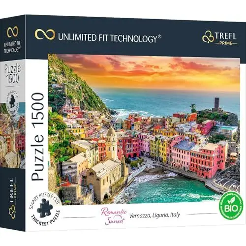 Produktbild: Trefl 26196 1500 Elemente, dickster Karton, Bio, ECO, Italien, Sonnenuntergang, Unterhaltung für Erwachsene und Kinder ab 12 Jahren, UFT-Puzzle Romantic Sunset: Vernazza, Liguria, Italy