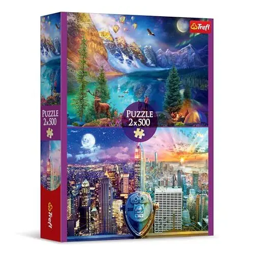 Produktbild: Trefl 37500 2in1: Amerikareise-2 x 500 Teile-Set aus Zwei Puzzles, DIY, kreative Unterhaltung, für Erwachsene und Kinder ab 10 Jahren, Mehrfarbig, Large