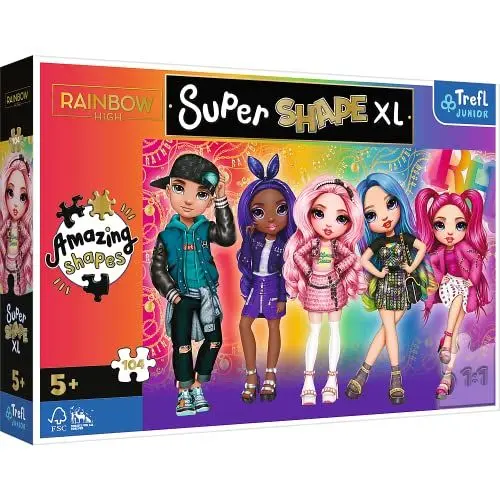 Produktbild: Trefl 50015 104 XL Super Shape-Verrückte Formenpuzzles, große Teile, Bunte Puzzles Märchenfiguren, Spaß für Kinder ab 5 Jahren, Stylische Rainbow High