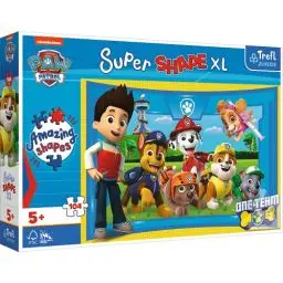 Produktbild: Trefl 50016 104 XL Super Shape-Verrückte Formenpuzzles, große Teile, Bunte Puzzles Märchenfiguren, Spaß für Kinder ab 5, PAW Patrol, Hundefreunde