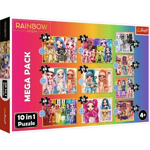 Produktbild: Trefl 96000 10-in-1, 10, 12 bis 48 Elementen-Puzzles mit Märchenfiguren, Verschiedene Schwierigkeitsgrade, Kinder ab 4 Kinderpuzzle, Rainbow High, Kollektion Modischer Puppen