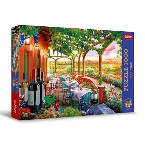 Produktbild: Trefl Premium Plus Quality - Puzzle Tea Time: Italienischer Weingarten - 1000 Elemente, Serie Gemalter Nostalgischer Bilder, Ideale Anpassung der Teile, für Erwachsene und Kinder ab 12 Jahren