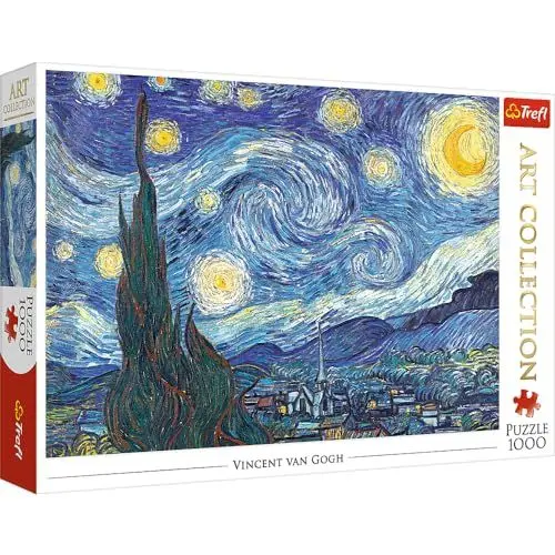 Produktbild: Trefl TR10560 Sternennacht, Vincent van Gogh Other License 1000 Teile, Art Collection, Premium Quality, für Erwachsene und Kinder ab 12 Jahren Puzzle, Farbig, Blau, Schwarz, Grün