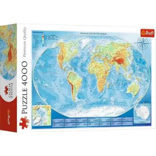 Produktbild: Trefl TR45007 Große Weltkarte 4000 Teile, Premium Quality, für Erwachsene und Kinder ab 15 Jahren Puzzle, Farbig