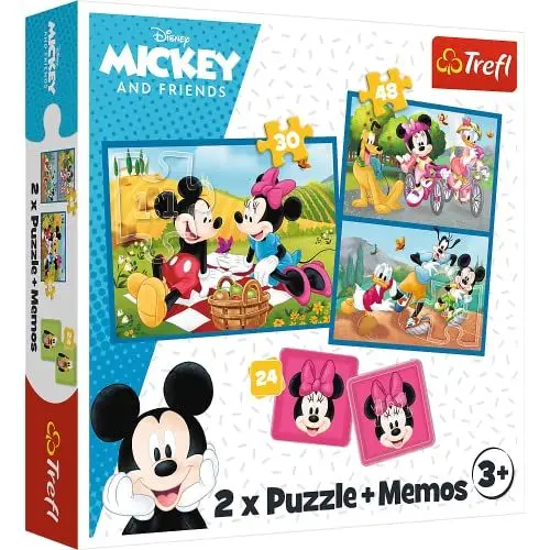 Produktbild: Trefl - Disney, Lerne die Disney-Helden kennen - 3in1: 2X Puzzle + Memory-Spiel, Puzzle mit Märchenhelden, 30 und 48 Elemente, Verschiedene Schwierigkeitsgrade, 24 Memos, Mickey Mouse