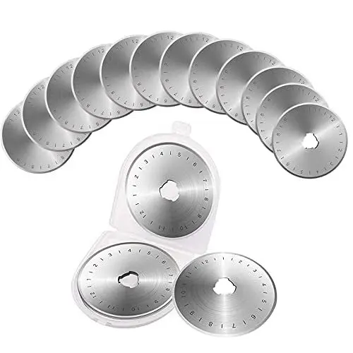 Produktbild: Treki 10 Stück Rotierende Klingen, Ersatzklingen für Rotationsschneider, 45 mm, rund, Klingen für Schneider, Ersatzklingen zum Schneiden von Stoff, Leder, Papier, PVC