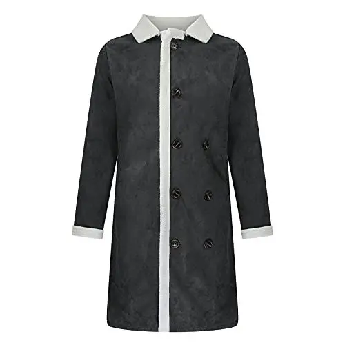 Produktbild: Trenchcoat Herren Lange Ärmel Lockere Trenchcoat Winter Tunika mit Reverskragen Polyeste Mäntel Herren Solid Moderne Doppelreiher Buiness Weich Grau5