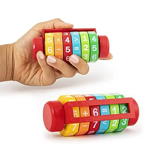 Produktbild: TRENDHAUS 951311 Holz-Rechenrolle, Mathe-Lernspielzeug zum Rechen Lernen für Kinder, Geschenk für Schulanfang & Schultüte, Braun