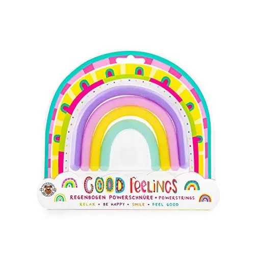 Produktbild: TRENDHAUS Powerschnur Set „Regenbogen“ mit Glitzer, 4 Stück, Sensorik-Spielzeug für Kinder