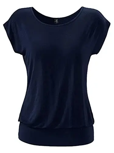 Produktbild: TrendiMax Damen T-Shirt Kurzarm Sommer Shirt Allover Druck Strech Bluse Casual Oberteil Basic Tops, Blau, XL