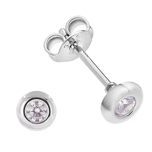 Produktbild: trendor Ohrringe Weißgold 333/8K Zirkonia Ohrstecker Ø 5 mm Ohrschmuck aus Echtgold für Damen und Herren, zeitlose Geschenkidee, 15187