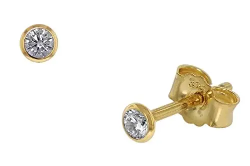 Produktbild: trendor Ohrstecker für Damen und Herren 333 Gold Zirkonia 3,0 mm 86298