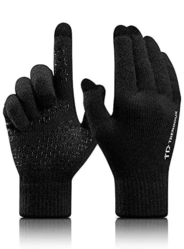 Produktbild: TRENDOUX Handschuhe Herren Winter Warm: Dick Warme Thermohandschuhe mit Touchfunktion Fingerkuppen Weihnachten Geschenk Weihnachten Geschenke Schwarz L