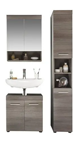 Produktbild: trendteam smart living - 3-teilige Badkombination Badmöbel - Badezimmer - Runner - Aufbaumaß (BxHxT) 103 x 190 x 31 cm - Farbe Sardegna Rauchsilber - 158190721
