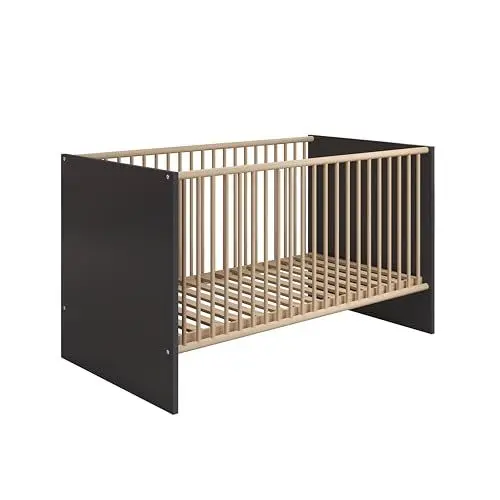 Produktbild: trendteam smart living - Mats - Babyzimmer - Grau Matt - Babybett mit Zwei Bettseiten und höhenverstellbarem Lattenrost - (BxHxT) 144 x 83 x 78 cm - moderner skandinavischer Stil