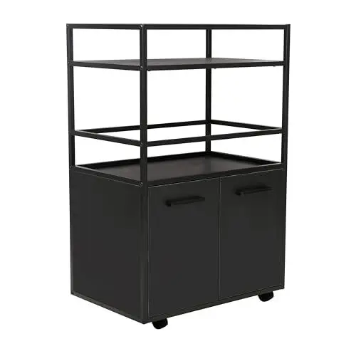 Produktbild: trendteam smart living - Barwagen Barmöbel auf Rollen - Wohnzimmer - Mosaik - Aufbaumaße (BxHxT) 60 x 94 x 40 cm - Farbe Schwarz - 231155032