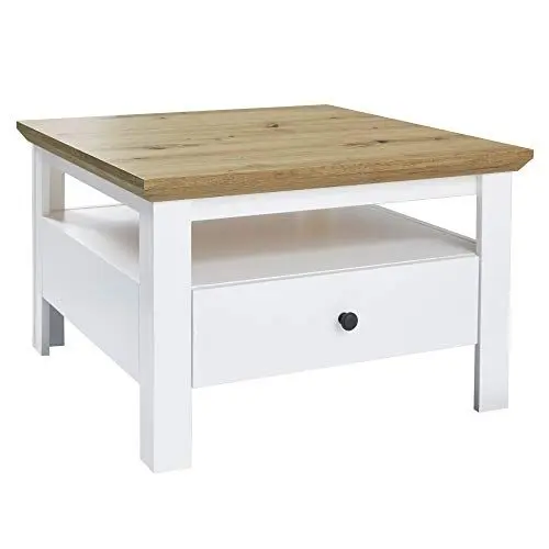 Produktbild: trendteam smart living - Couchtisch Wohnzimmertisch - Wohnzimmer - Universal - Aufbaumaß (BxHxT) 70 x 46 x 70 cm - Farbe Weiß mit Artisan Eiche - 110014907