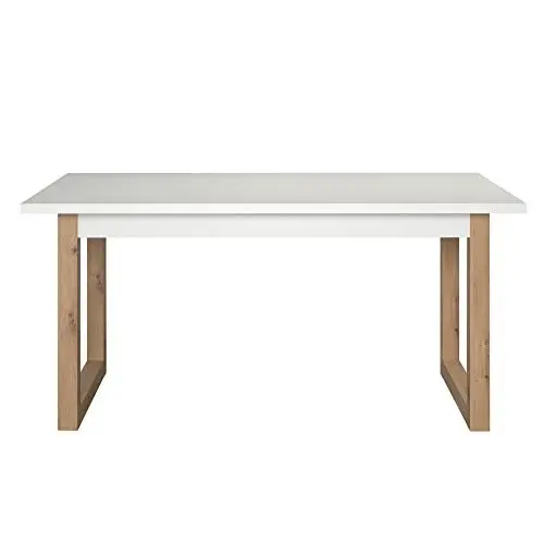Produktbild: trendteam smart living - Esstisch Tisch ausziehbar - Wohnzimmer - Dakota - Aufbaumaß (BxHxT) 160 x 75 x 90 cm - Farbe Weiß mit Artisan Eiche - 210616307