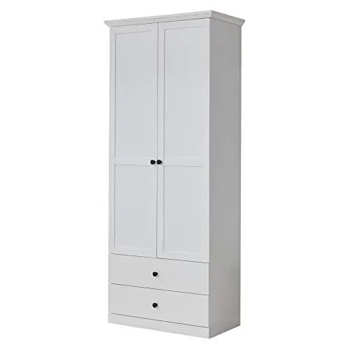 Produktbild: trendteam smart living - Baxter - Garderobenschrank - Weiß - Schrank im klassischen Landhausstil - (BxHxT) 81 x 196 x 41 cm - 2 Fächer und 2 Schubladen