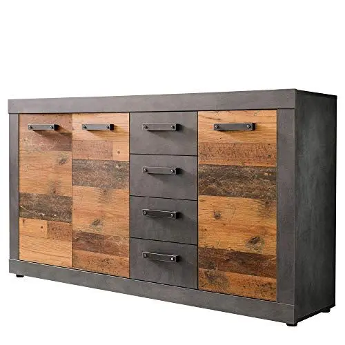 Produktbild: trendteam smart living - Schuhschrank Schuhkommode Kommode - Wohnzimmer - Indy - Aufbaumaß (BxHxT) 151 x 86 x 37 cm - Farbe Graphit Grau Matera mit Old Wood - 187987023