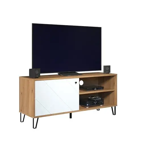 Produktbild: trendteam smart living - Lowboard Fernsehschrank Fernsehtisch - Wohnzimmer - Touch - Aufbaumaß (BxHxT) 123 x 56 x 40 cm - Farbe Artisan Eiche mit Weiß - 210232007