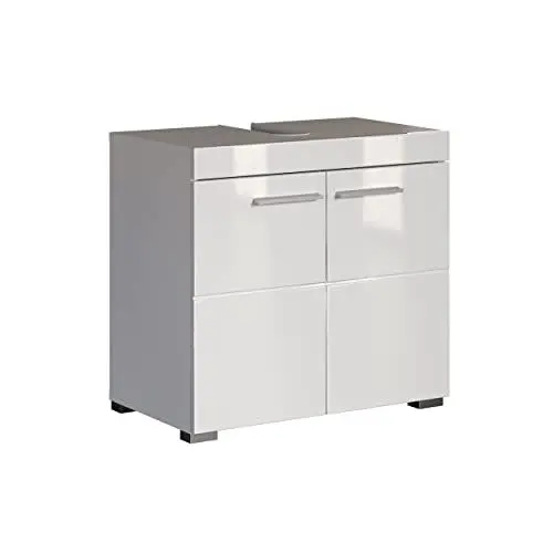 Produktbild: trendteam smart living - Waschbeckenunterschrank Unterschrank - Bad - Amanda - Aufbaumaß (BxHxT) 60 x 56 x 34 cm - Farbe Weiß Hochglanz - 139330101