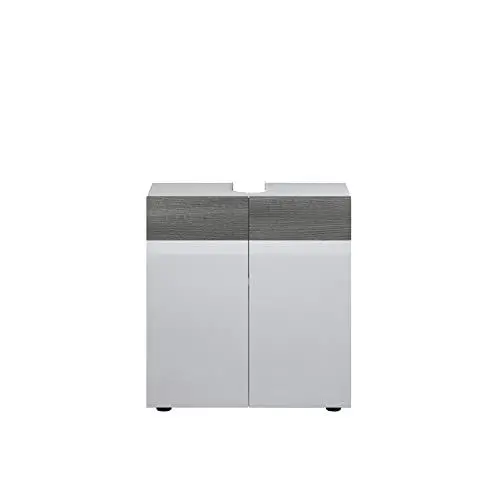 Produktbild: trendteam smart living - Waschbeckenunterschrank Unterschrank - Badezimmer - Daily - Aufbaumaß (BxHxT) 60 x 63 x 32 cm - Farbe Weiß Hochglanz mit Sardegna Rauchsilber - 202030103