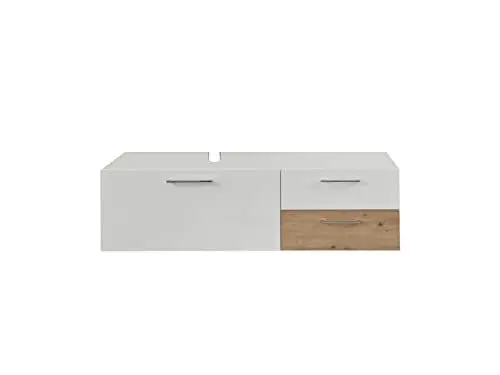 Produktbild: trendteam smart living - Waschbeckenunterschrank Unterschrank - Badezimmer - One - Aufbaumaß (BxHxT) 140 x 39 x 53 cm - Farbe Weiß mit Asteiche- 189330507
