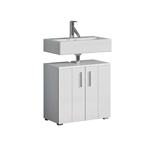 Produktbild: trendteam smart living - Waschbeckenunterschrank Unterschrank - Badezimmer - Wons - Aufbaumaß (BxHxT) 60 x 58 x 34 cm - Farbe Weiß Hochglanz - 220730101