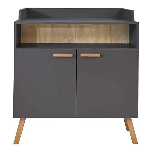 Produktbild: trendteam smart living - Mats - Wickelkommode - Grau - 1 offenes Fach und 1 Einlegeboden - (BxHxT) 96 x 105 x 78 cm - lackierte Massivholzfüße und Griffe