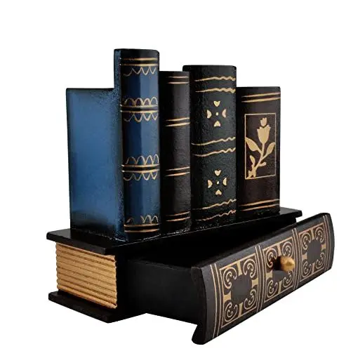 Produktbild: Trendy Boy Jahrgang Buch Stiftköcher Retro-Stift-Schreibtisch-Organizer mit Schublade Retro Utensilienschalen für Home Office Study Library (116)
