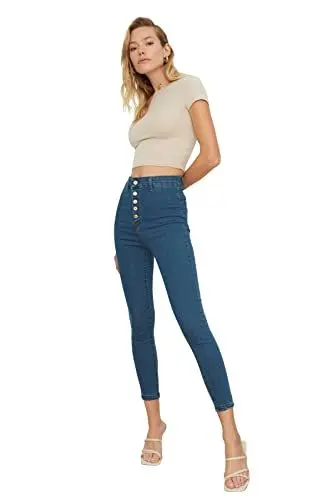 Produktbild: TRENDYOL Damen Basic High Waist Jegging Jeans, Blau, 38 EU
