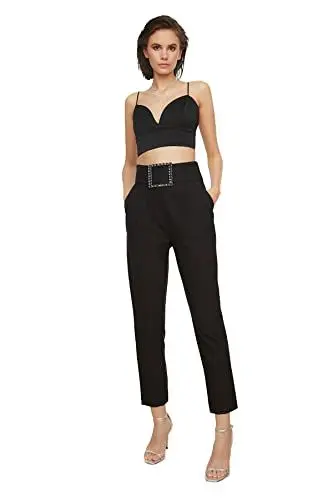 Produktbild: TRENDYOL Damen High Waist Pants, Schwarz, 40 EU