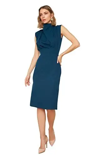 Produktbild: TRENDYOL Damen Hohe Kragenkleid. Dress, Öl, 36 EU