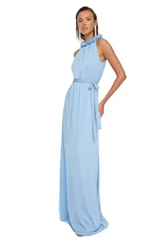 Produktbild: TRENDYOL Damen Maxi-a-linie, Reguläres Abendkleid und Ballkleid Kleid, Blau, 38 EU