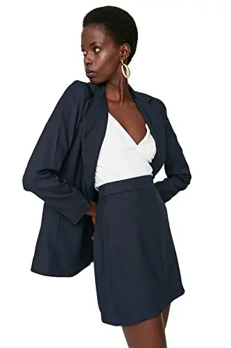Produktbild: TRENDYOL Damen Mini A-Linie Shift Webstoff Rock Skirt, Navy Blau, 36