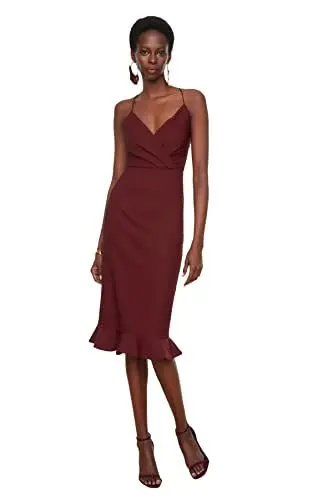 Produktbild: TRENDYOL Damen Murum Zurück Detailliertes Kleid Cocktail Dress Figurbetont, Zwetschge, 36
