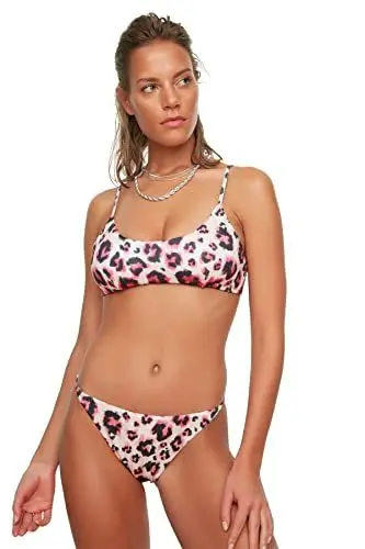 Produktbild: TRENDYOL Damen Python Patterned Bikini Bottoms, Rosa, 38 EU