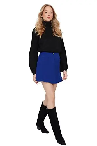 Produktbild: TRENDYOL Damen Regular A-Linie Webstoff Rock Skirt, Navy Blau, 38