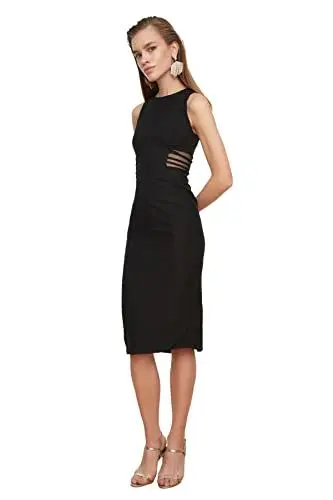 Produktbild: TRENDYOL Damen Schwarzes Taille Detailliertes Kleid Cocktail Dress, Schwarz, 40 EU