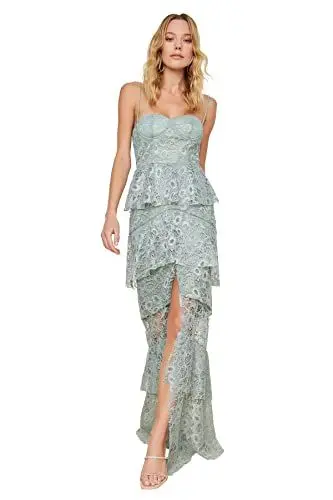 Produktbild: TRENDYOL Damen Spitze Detailliertes Abendkleid & Abschlusskleid Formal Night Out Dress, Mint, 40 EU